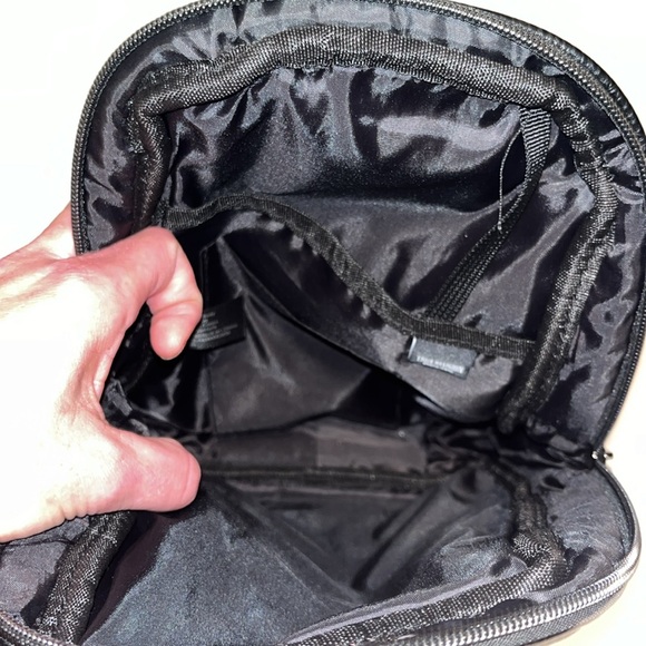 True Religion small black leather backpack with branded canvas strap EUC - Picture 5 of 8